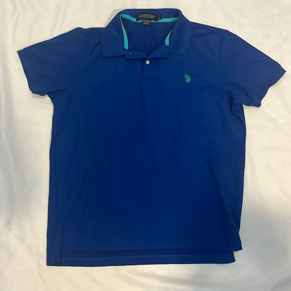 U.S. Polo Assn. Blue Polo Shirt with Green Accents Men's Medium